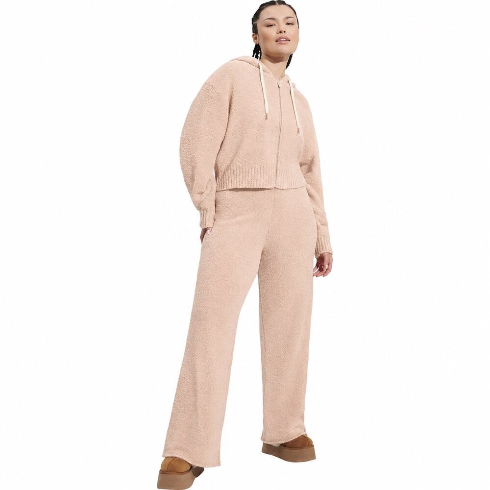 UGG Sherpa Fluff Hoodie & Wide Leg Lounge Set Pink Cozy Luxe Matching Set S